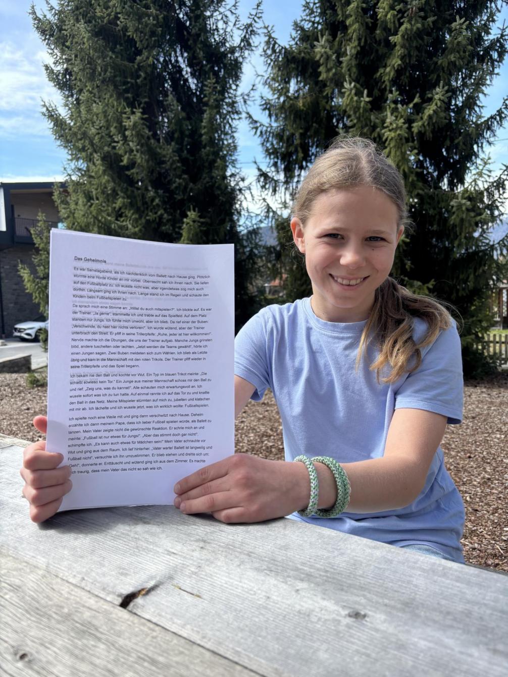 Leonie Schonach, 2b; ihr Text "Das Geheimnis"